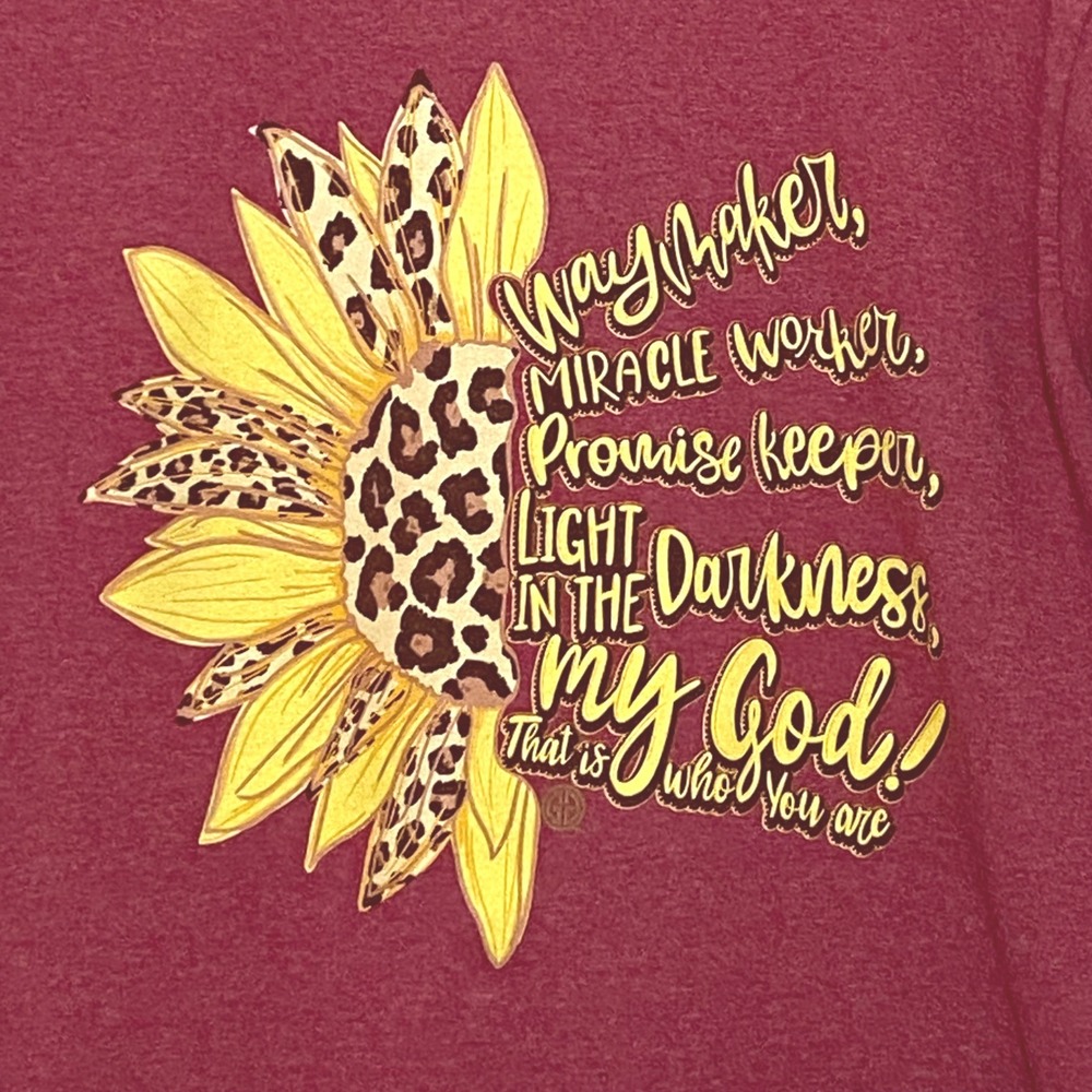 Girlie Girl Originals Sunflower Waymaker Womens T-Shirt Cranberry Red M Flower